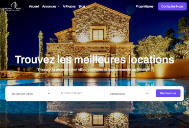 Homepage of a short term rental website